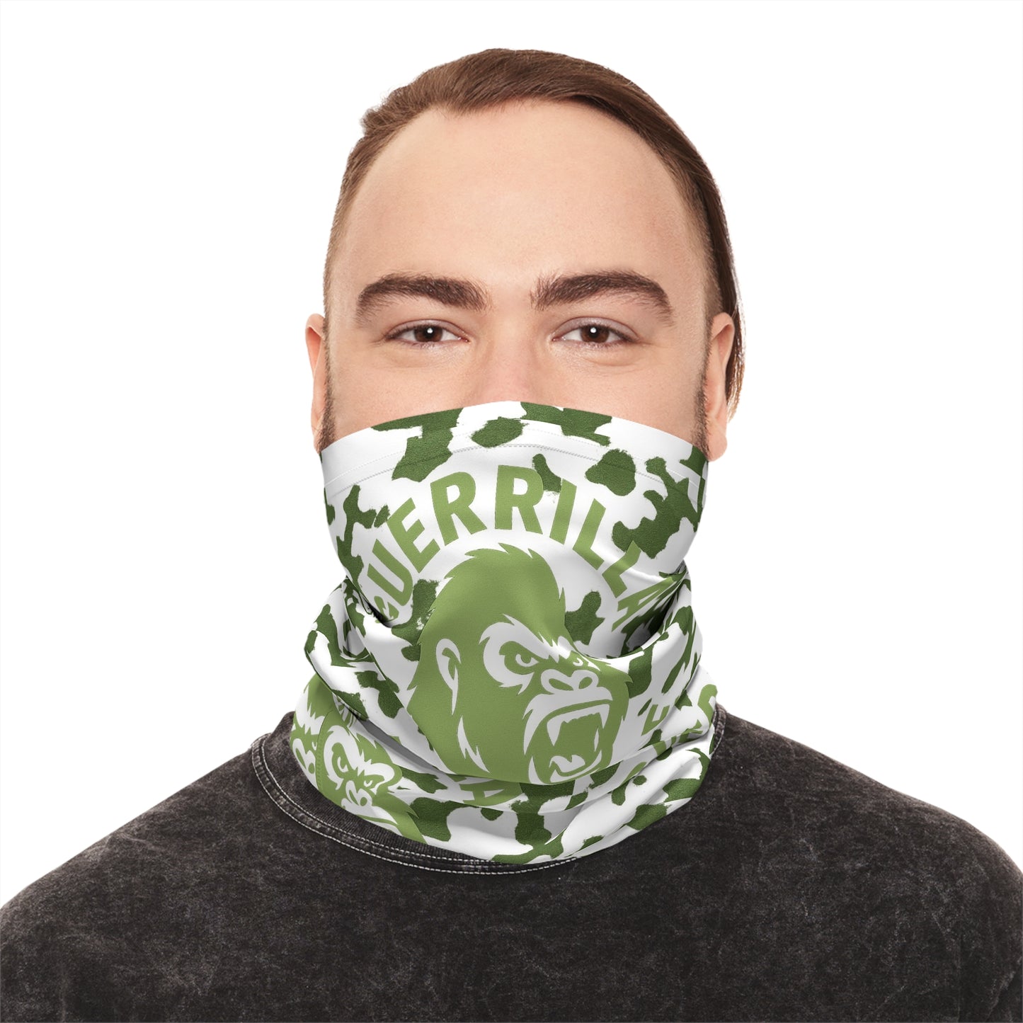 Neck Gaiter — Green Camo 'Guerrilla Warfare' Gorilla Face Tactical Face Mask midweight